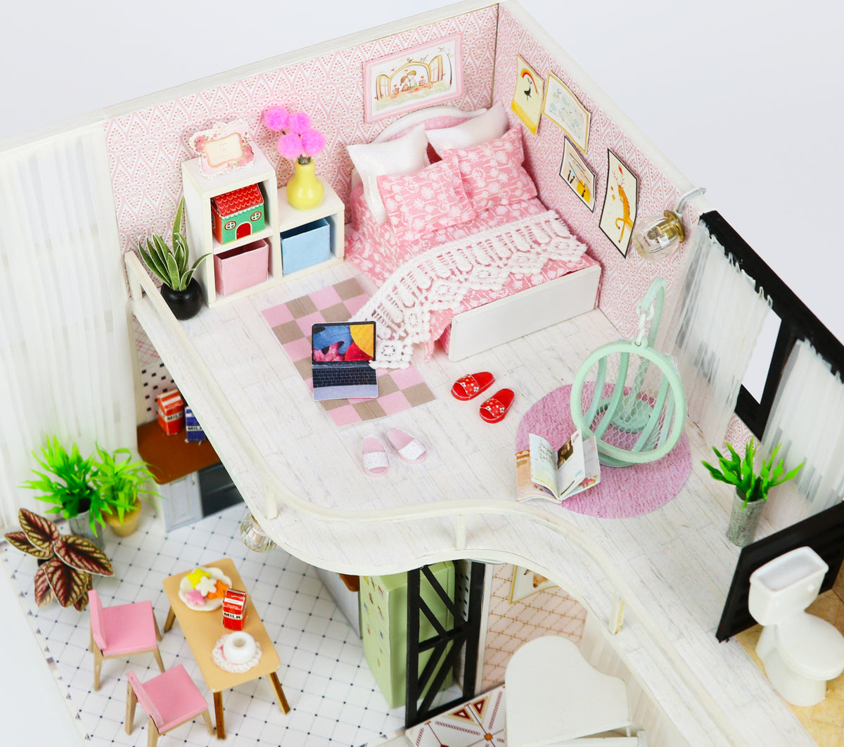 Tavolo da make up in miniatura a LED, toereio in miniatura, toereria della  casa delle bambole, BJD, MSD, mobili per bambole, diorama, scatola della  stanza, casa delle bambole -  Italia