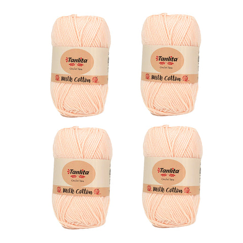 4 Roll Milk Cotton Crochet Yarn 200g, 440 Yards (07 Skin Tone)