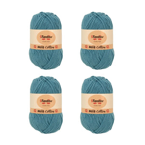 4 Roll Milk Cotton Crochet Yarn 200g, 440 Yards (17 Indigo)