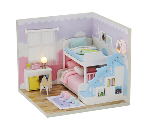 Miniature Modern DIY Dollhouse Kit, with LED, Dust Cover, Collectible Dollhouse (S2003)