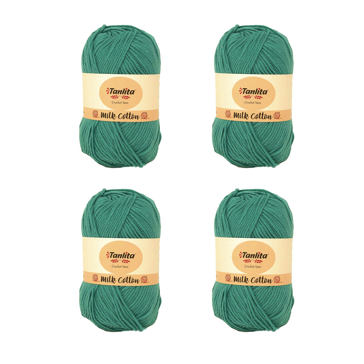 4 Roll Milk Cotton Crochet Yarn 200g, 440 Yards (28 Turquoise)