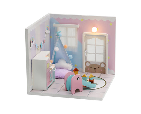 Miniature Modern DIY Dollhouse Kit, with LED, Dust Cover, Collectible Dollhouse (S2008)