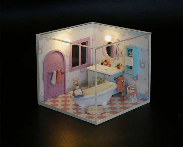 Miniature Modern DIY Dollhouse Kit, with LED, Dust Cover, Collectible Dollhouse (S2010)