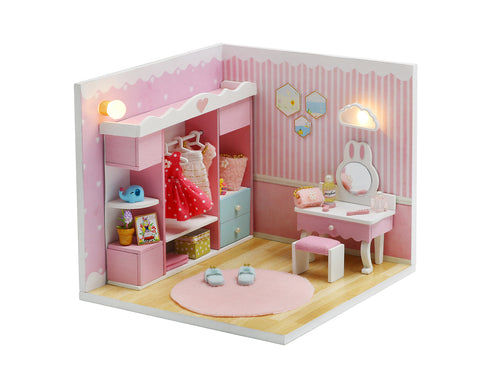 Miniature Modern DIY Dollhouse Kit, with LED, Dust Cover, Collectible Dollhouse (S2011)