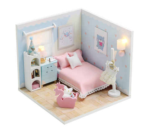 Miniature Modern DIY Dollhouse Kit, with LED, Dust Cover, Collectible Dollhouse (S2005)