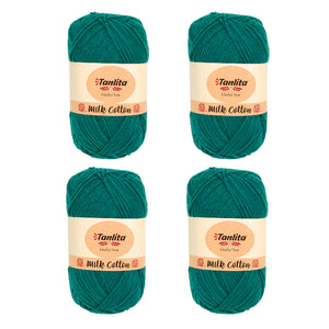 4 Roll Milk Cotton Crochet Yarn 200g, 440 Yards (33 Dark Cyan)