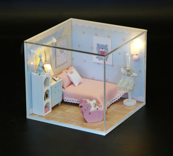 Miniature Modern DIY Dollhouse Kit, with LED, Dust Cover, Collectible Dollhouse (S2005)