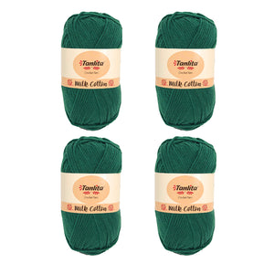 4 Roll Milk Cotton Crochet Yarn 200g, 440 Yards (41 Christmas Green)