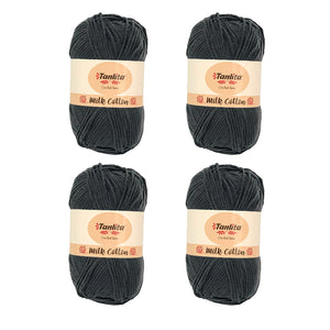 4 Roll Milk Cotton Crochet Yarn 200g, 440 Yards (52 dark Gray)