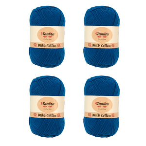 4 Roll Milk Cotton Crochet Yarn 200g, 440 Yards (70 Royal Blue)
