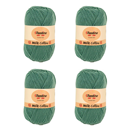 4 Roll Milk Cotton Crochet Yarn 200g, 440 Yards (78 Pale Turquoise)