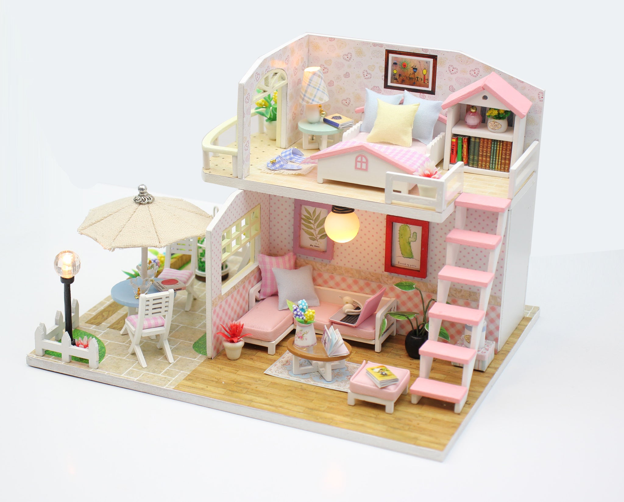 Miniature Doll House Diy Wooden Dollhouse with Furniture & Led
