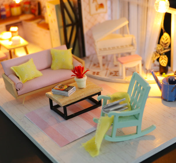 Miniature DIY Dollhouse Kit with LED, Music Movement, Furniture (M035)
