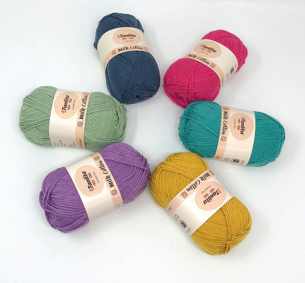 4 Roll Milk Cotton Crochet Yarn 200g, 440 Yards (78 Pale Turquoise)